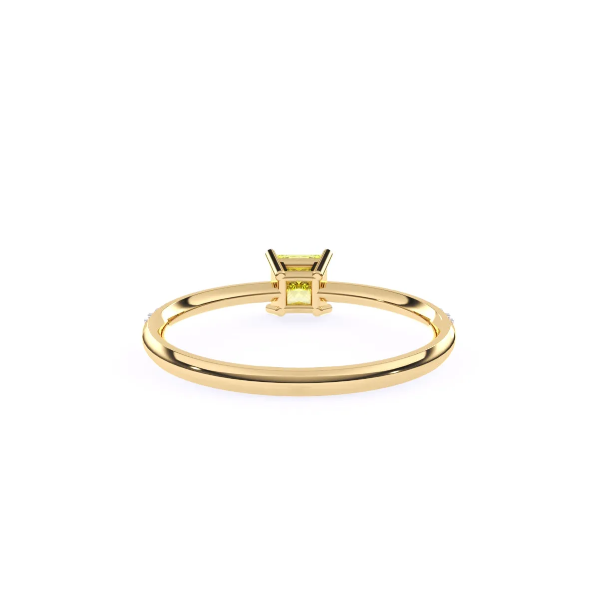Trendy Yellow Topaz Pricess Diamond Dainty Ring
