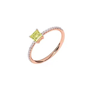 Trendy Yellow Topaz Pricess Diamond Dainty Ring