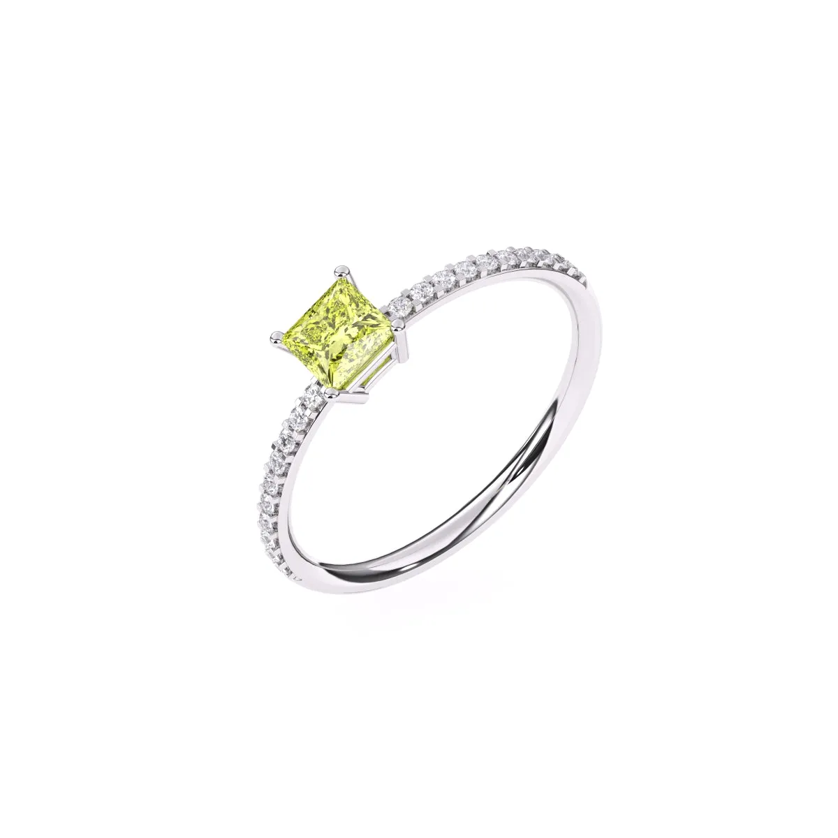 Trendy Yellow Topaz Pricess Diamond Dainty Ring