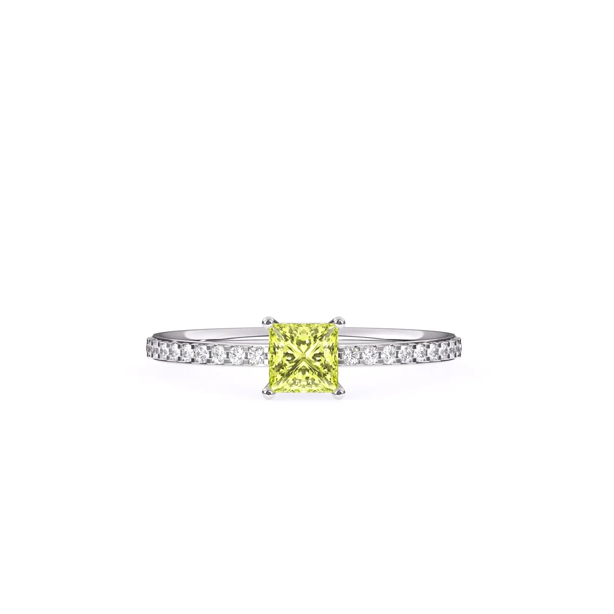 Trendy Yellow Topaz Pricess Diamond Dainty Ring