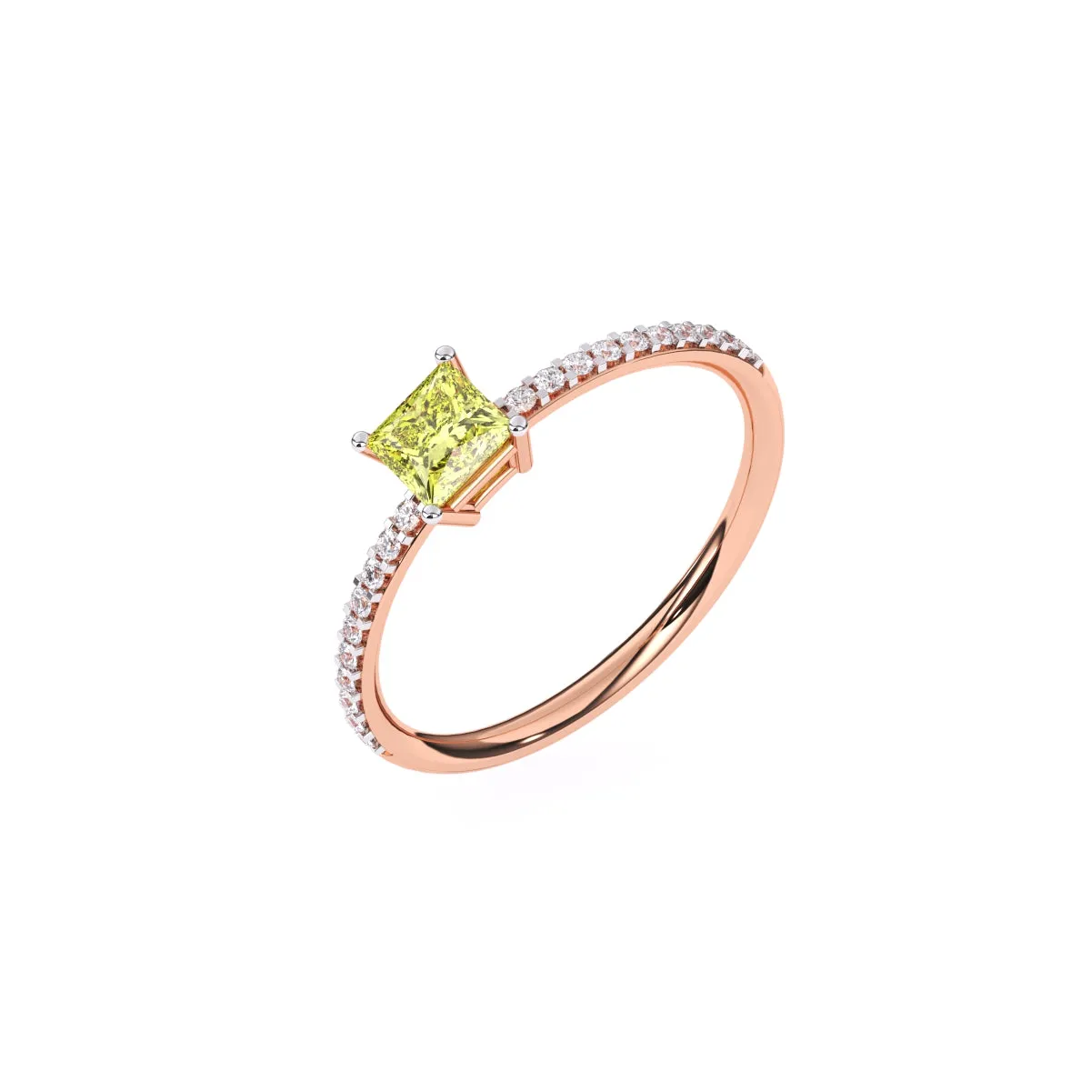 Trendy Yellow Topaz Pricess Diamond Dainty Ring