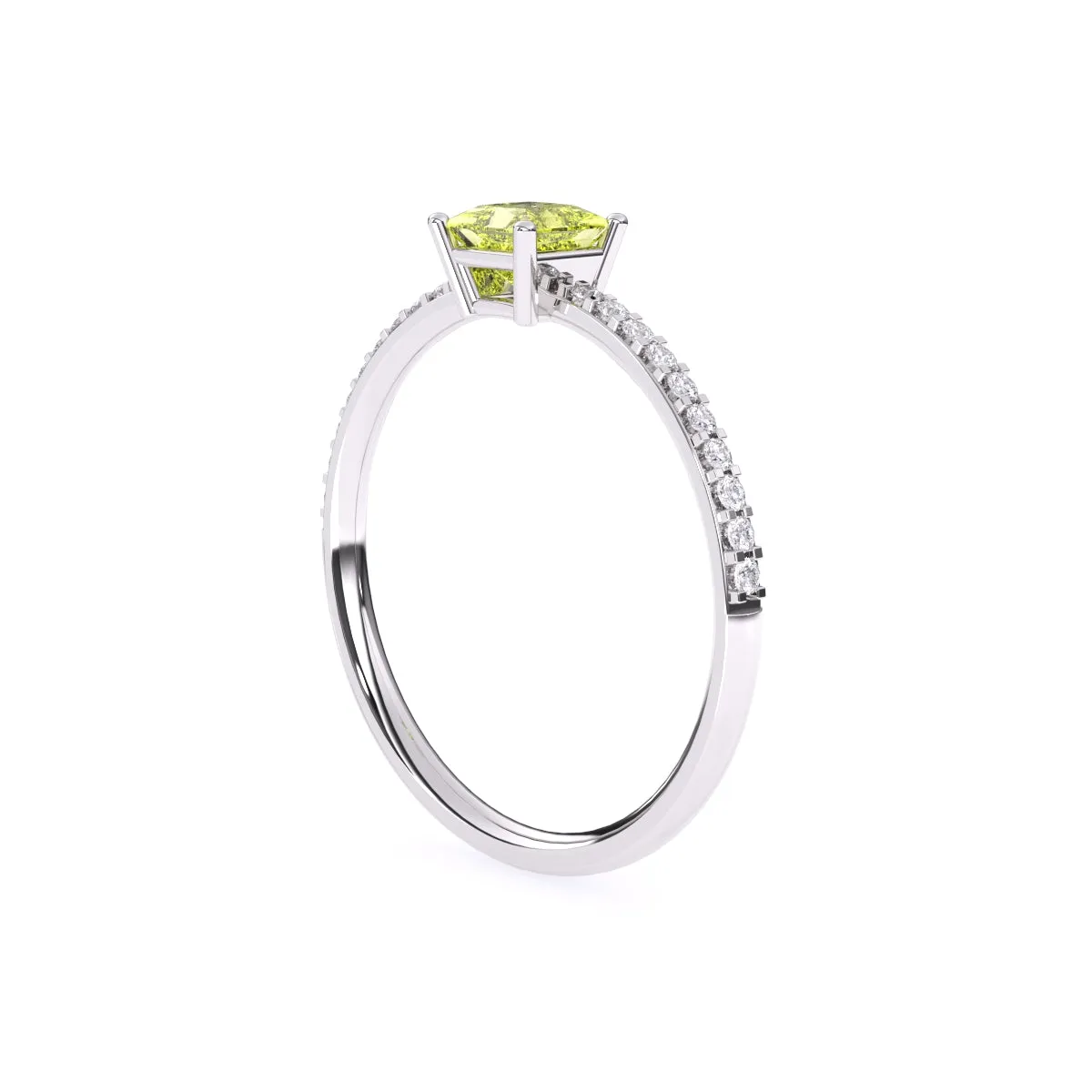 Trendy Yellow Topaz Pricess Diamond Dainty Ring
