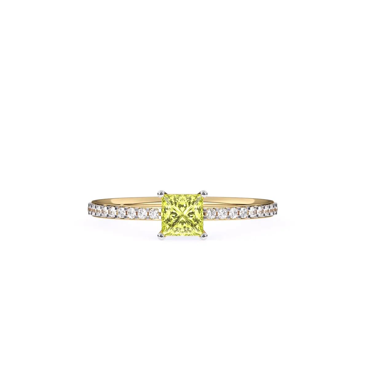 Trendy Yellow Topaz Pricess Diamond Dainty Ring