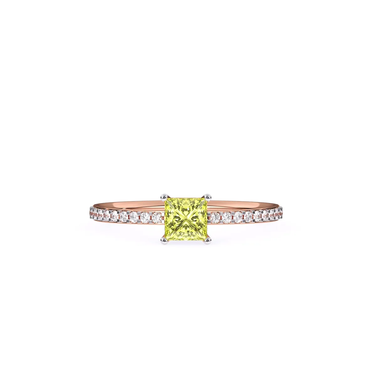 Trendy Yellow Topaz Pricess Diamond Dainty Ring