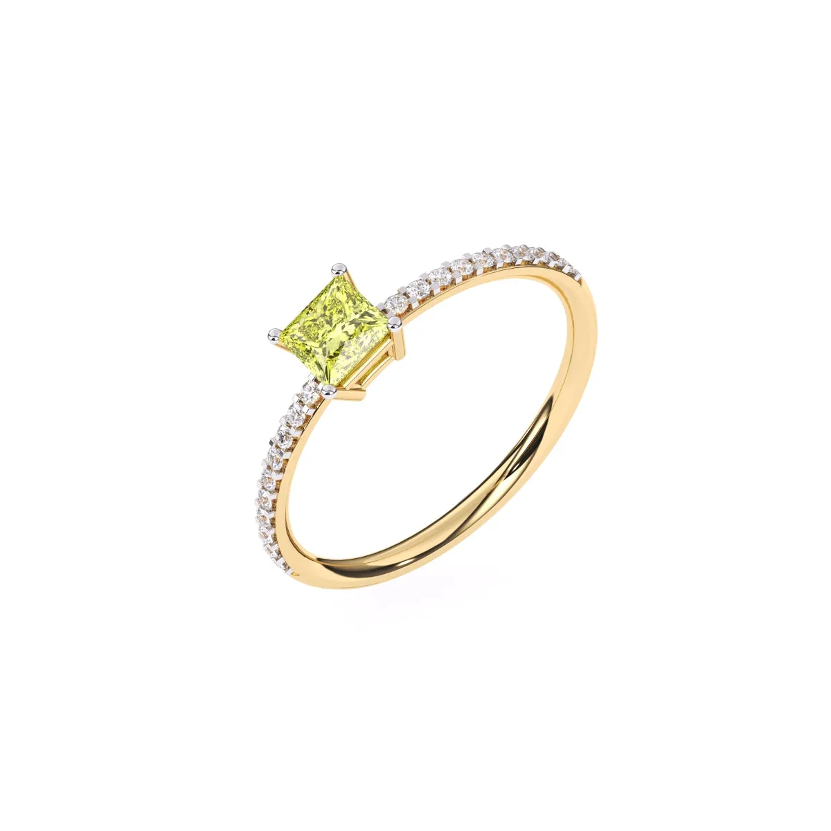 Trendy Yellow Topaz Pricess Diamond Dainty Ring
