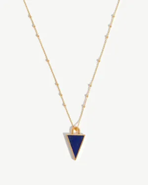 Triangle Pendant Chain Necklace | 18ct Gold Plated/Lapis