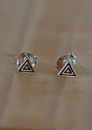 Triple Ripple Silver Studs