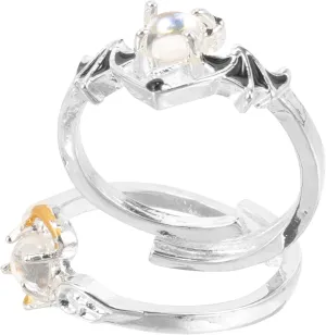 Unique Couples Jewelry Set of 2 Angel for Couples Matching Promise Rings Moonstones