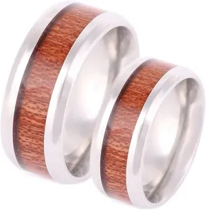 V Wedding Bands for Women, Tungsten Wedding Rings for Men 2PCS 8mm Silver Inlay Wood Size Woman 6 Man 7 for Couple Prom Jewelry