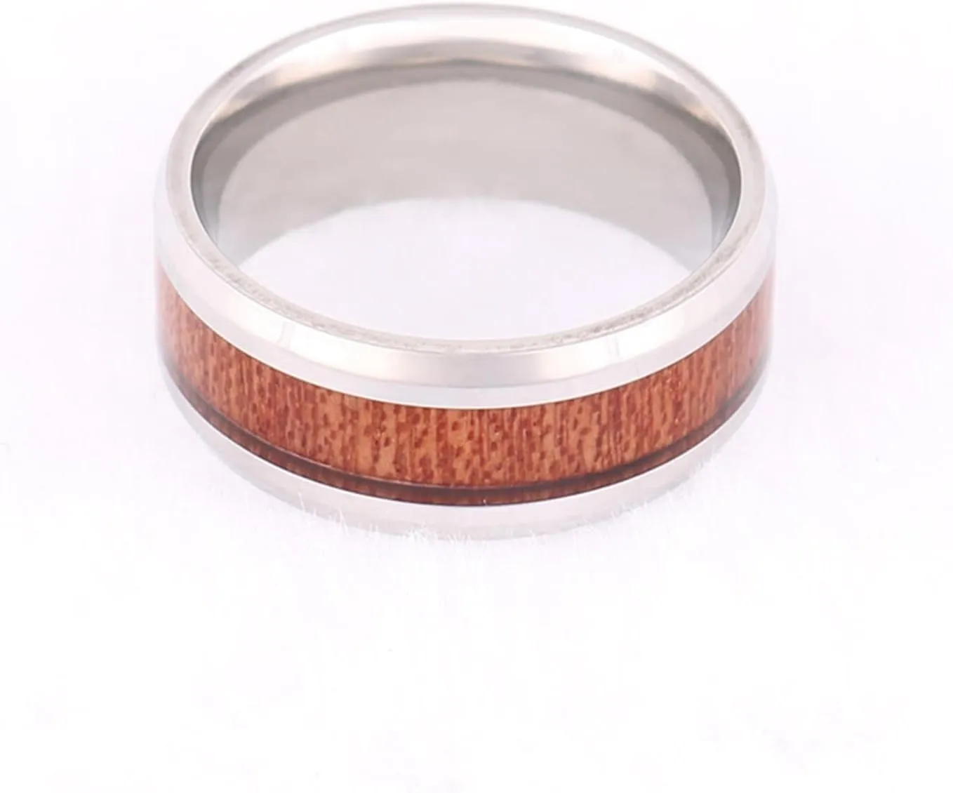 V Wedding Bands for Women, Tungsten Wedding Rings for Men 2PCS 8mm Silver Inlay Wood Size Woman 6 Man 7 for Couple Prom Jewelry