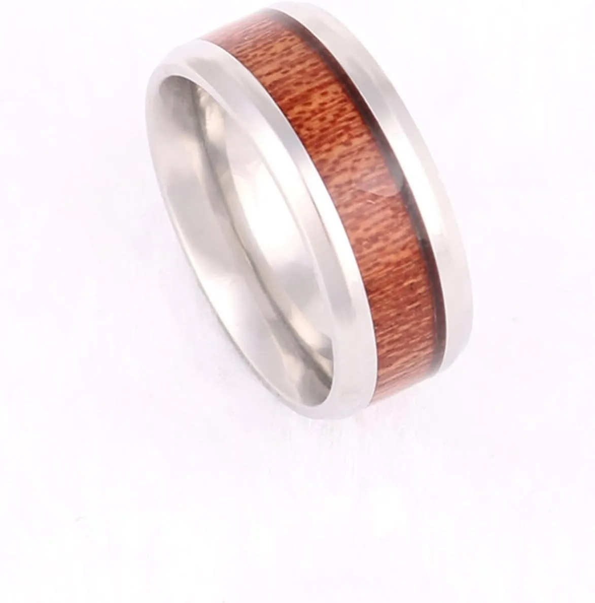 V Wedding Bands for Women, Tungsten Wedding Rings for Men 2PCS 8mm Silver Inlay Wood Size Woman 6 Man 7 for Couple Prom Jewelry