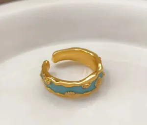 VAIGE Geometric Copper Flower Rings for Women