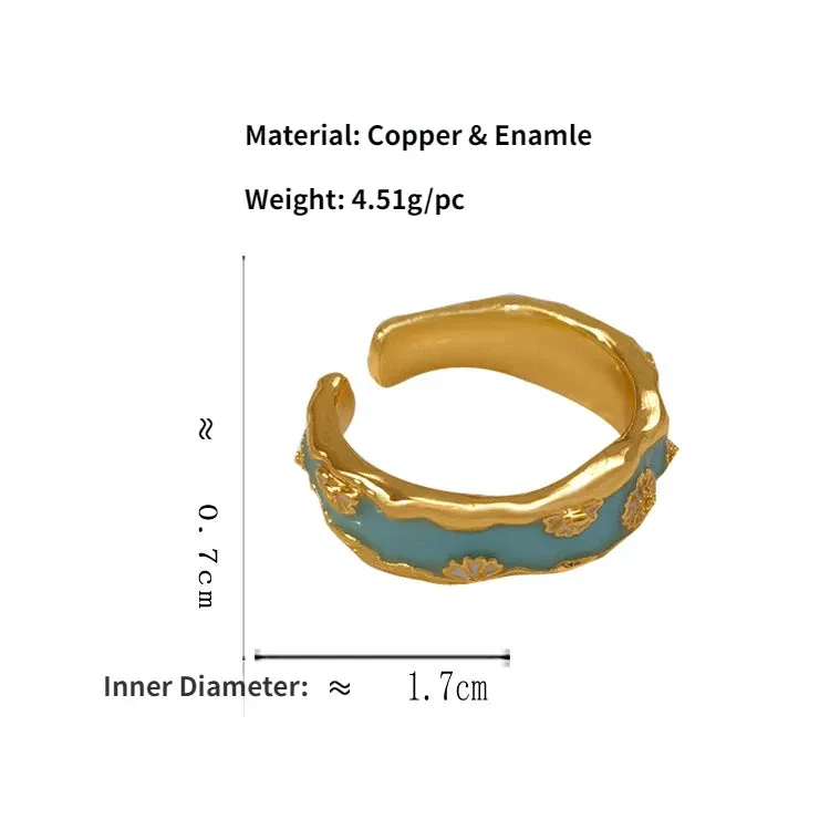 VAIGE Geometric Copper Flower Rings for Women