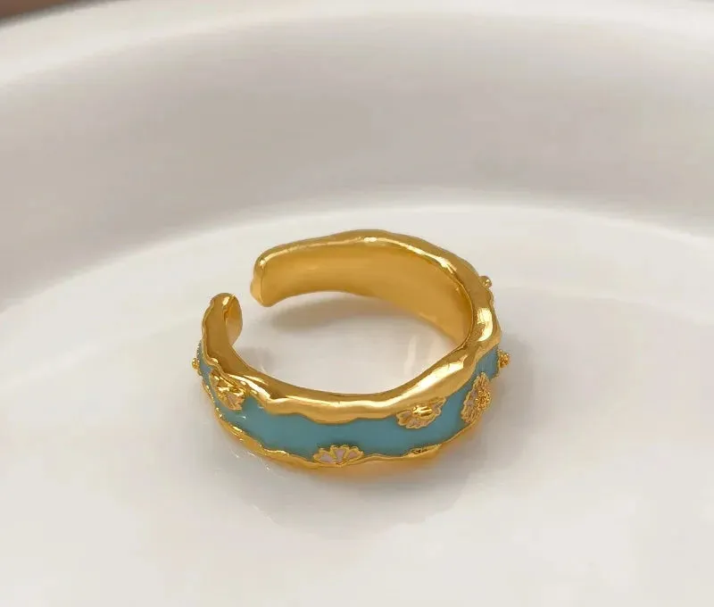 VAIGE Geometric Copper Flower Rings for Women