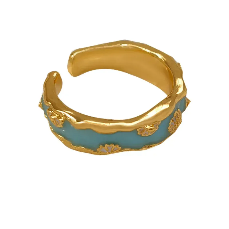 VAIGE Geometric Copper Flower Rings for Women