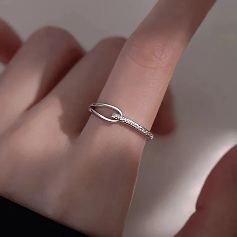 VAIGE Minimalist Silver Engagement Rings - Elegant Geometric Design with Cubic Zirconia, Handmade Trendy Jewelry for Couples