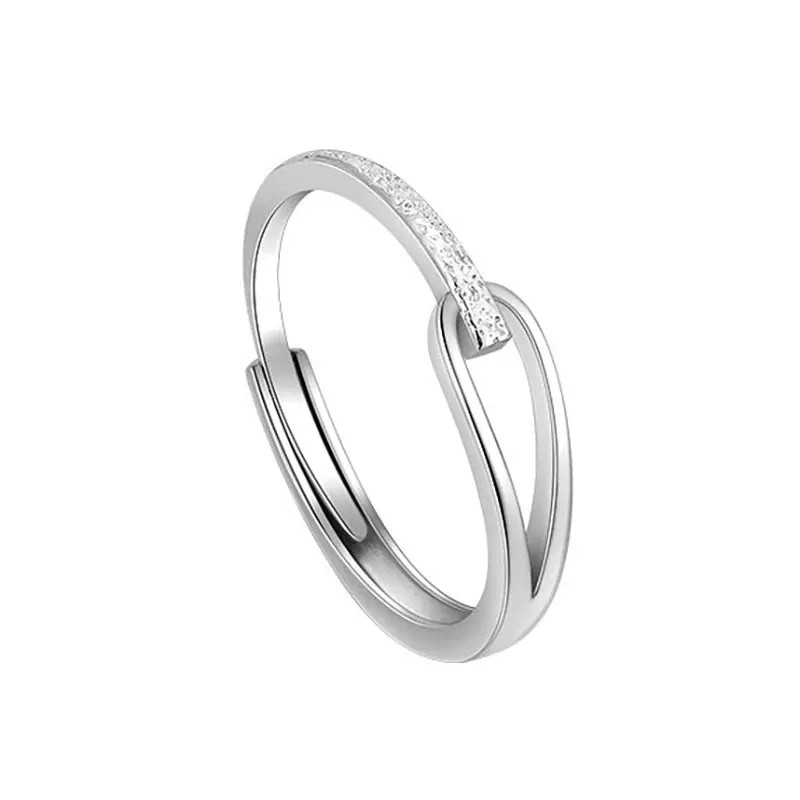VAIGE Minimalist Silver Engagement Rings - Elegant Geometric Design with Cubic Zirconia, Handmade Trendy Jewelry for Couples