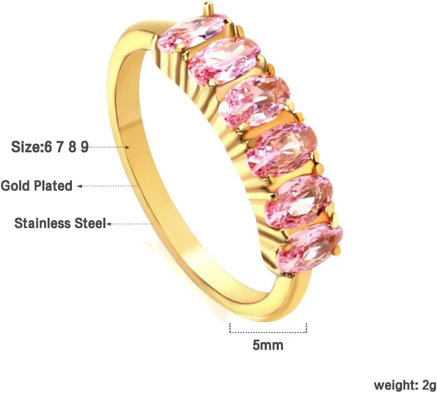Valentine's Day Anniversary Ring 18k Gold Stainless steel Couples Custom Promise Rings Cubic Zirconia Women's Eternity Wedding Bands for Him and Her Matching Men's Engagement Ring