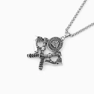 Valknut Necklace with Double Axe