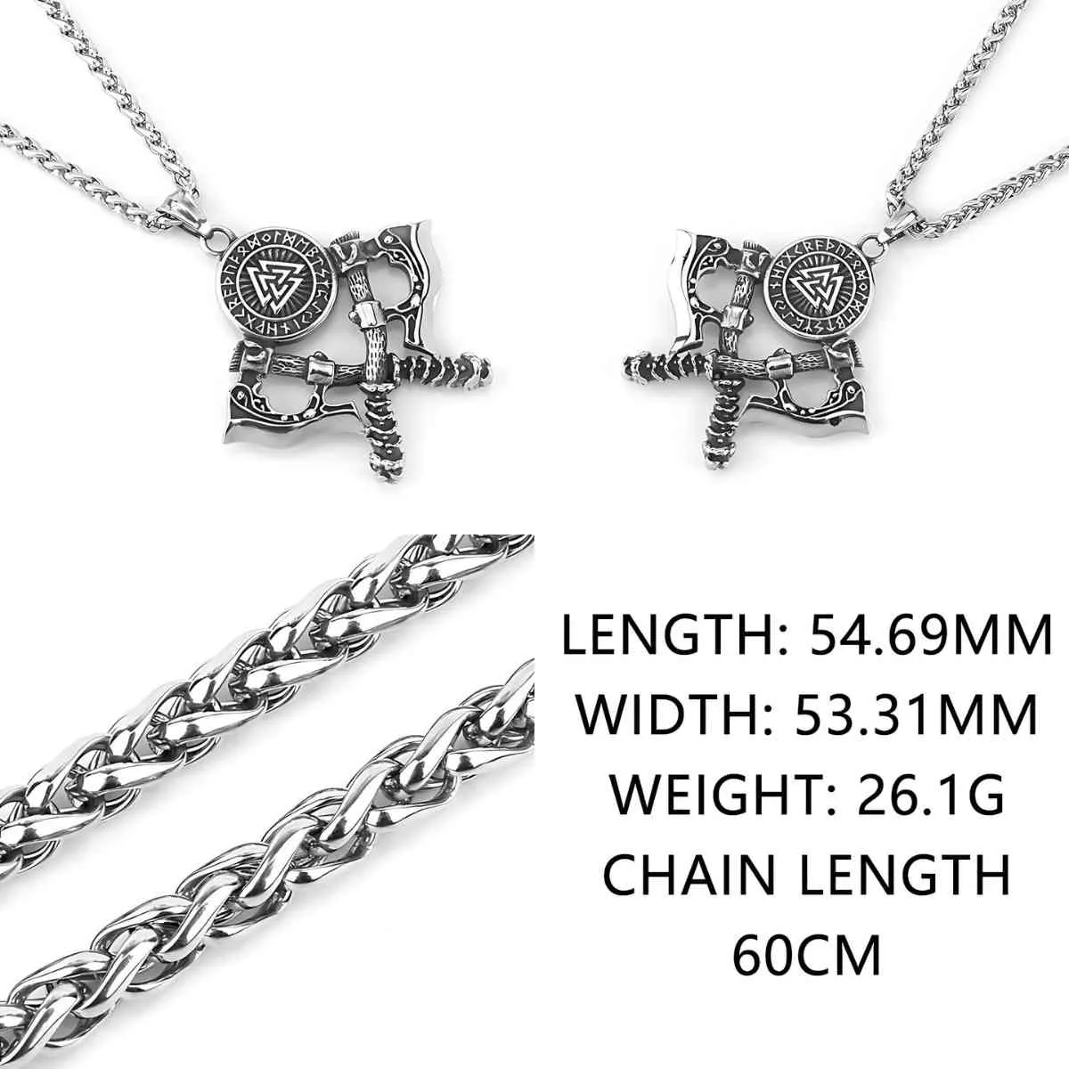 Valknut Necklace with Double Axe