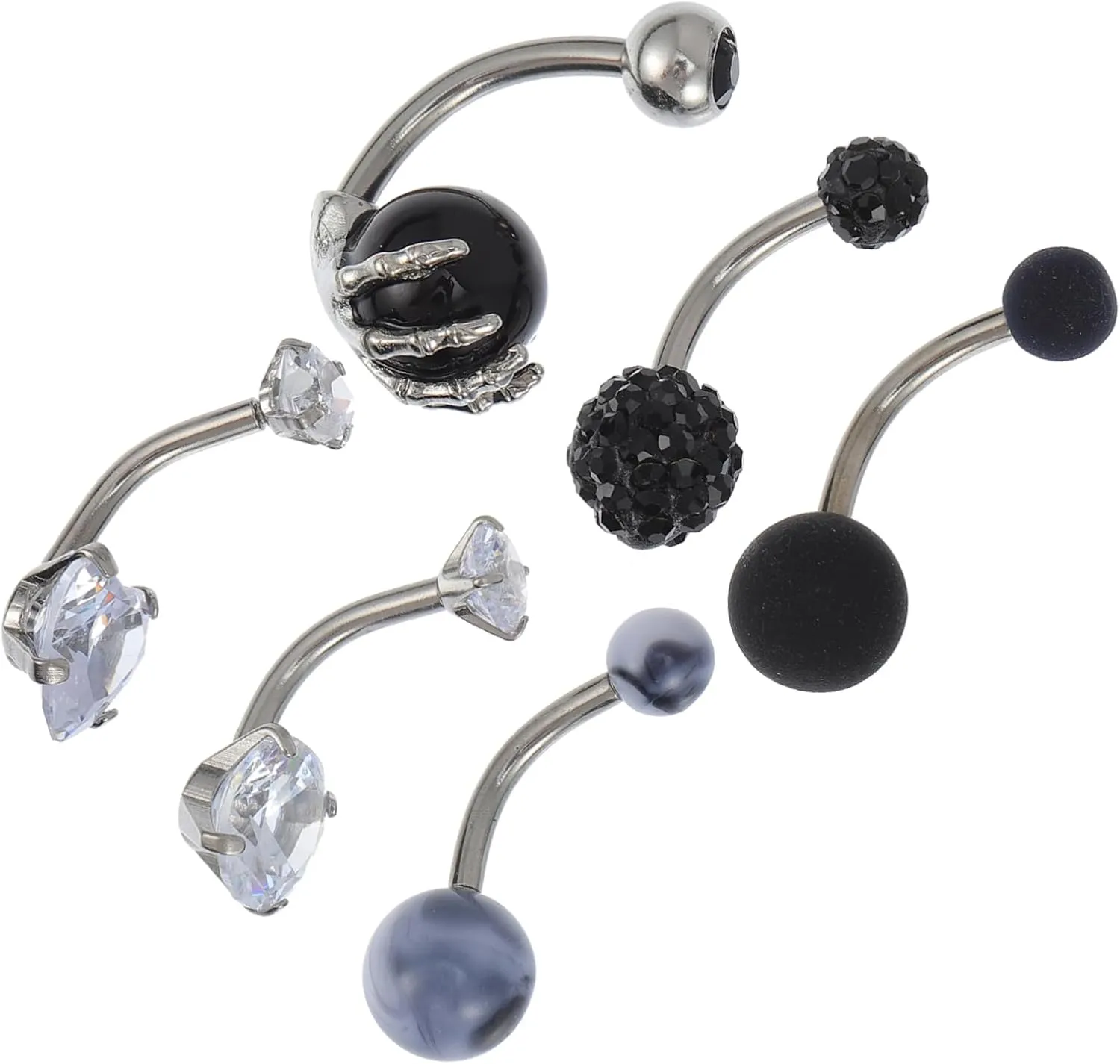 VANZACK 6Pcs Comfortable Navel Rings Fashionable Belly Button Jewelry for Parties Dancing Beach More present for Women