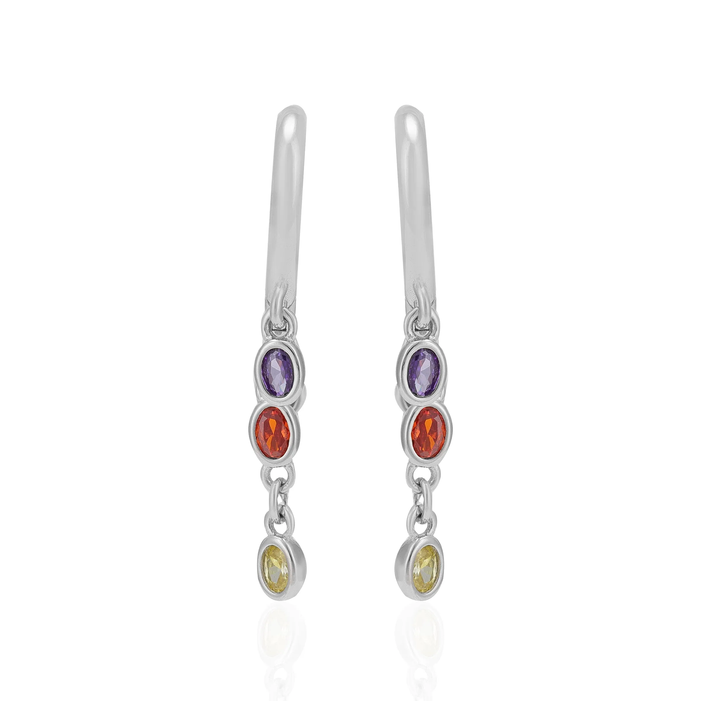 Vibrant Trio 925 Rhodium Plated Colour Circle Studs