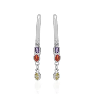 Vibrant Trio 925 Rhodium Plated Colour Circle Studs