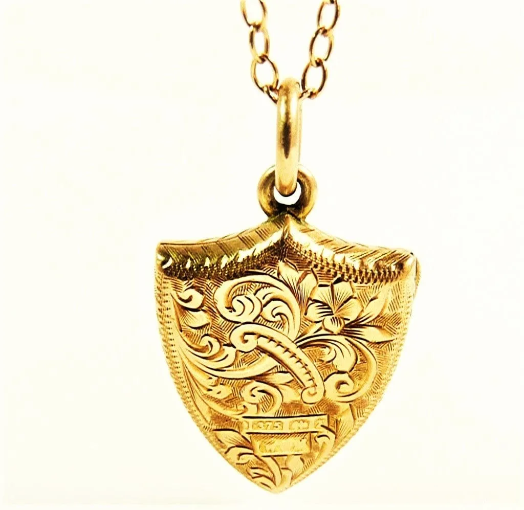 Victorian Hallmarked Gold Locket With Antique 18 Inch Gold Necklace