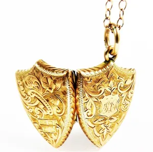 Victorian Hallmarked Gold Locket With Antique 18 Inch Gold Necklace