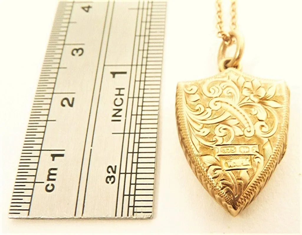 Victorian Hallmarked Gold Locket With Antique 18 Inch Gold Necklace
