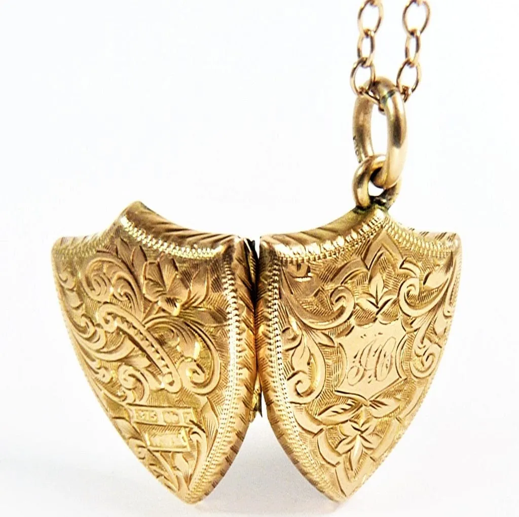 Victorian Hallmarked Gold Locket With Antique 18 Inch Gold Necklace