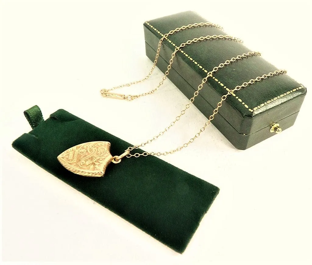 Victorian Hallmarked Gold Locket With Antique 18 Inch Gold Necklace