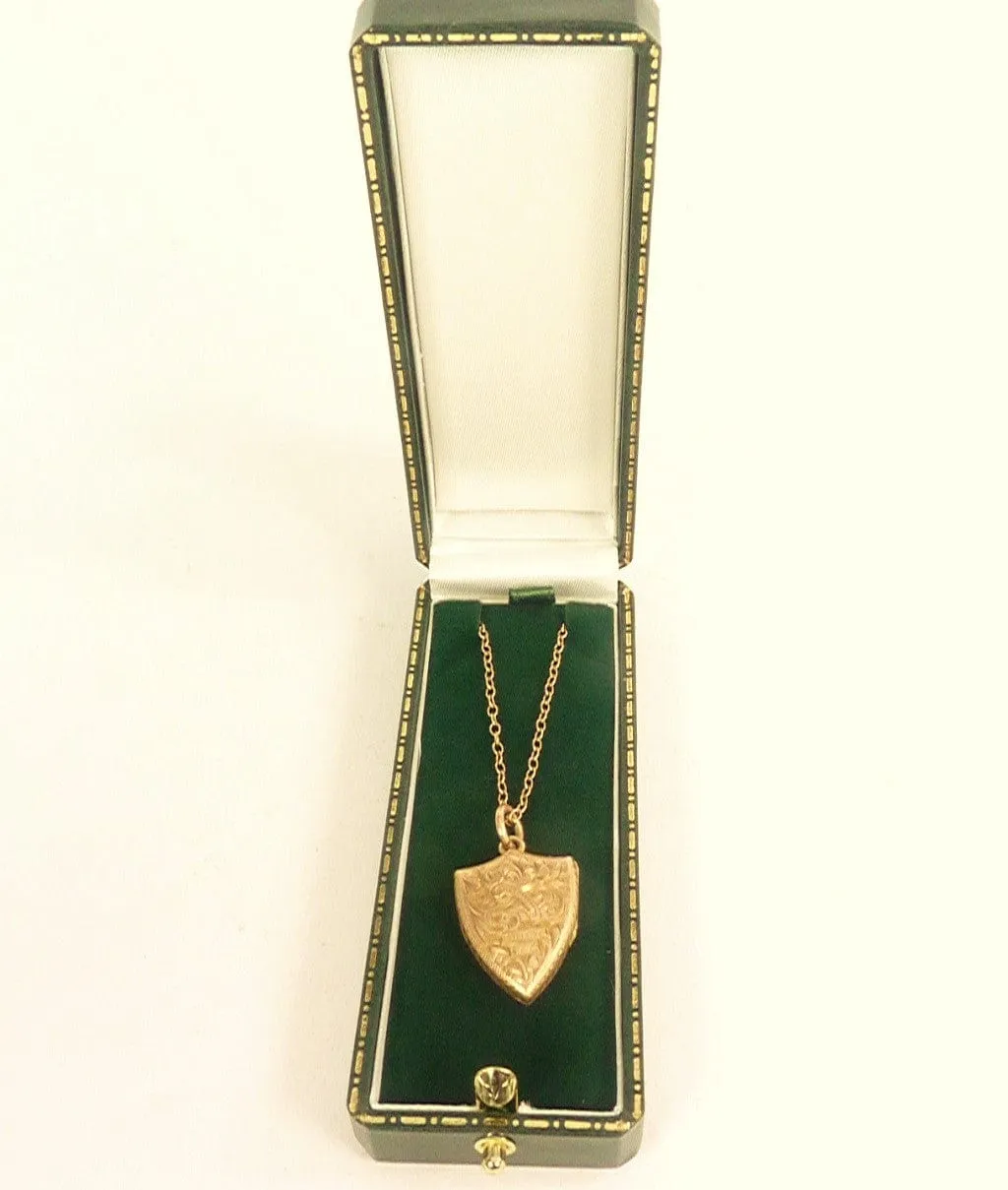 Victorian Hallmarked Gold Locket With Antique 18 Inch Gold Necklace