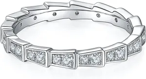 VIKI LYNN Sterling Silver Moissanite Band Ring Unique Mechanical Snake Band Arm for Women