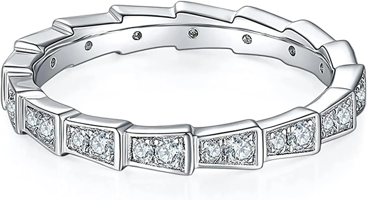 VIKI LYNN Sterling Silver Moissanite Band Ring Unique Mechanical Snake Band Arm for Women