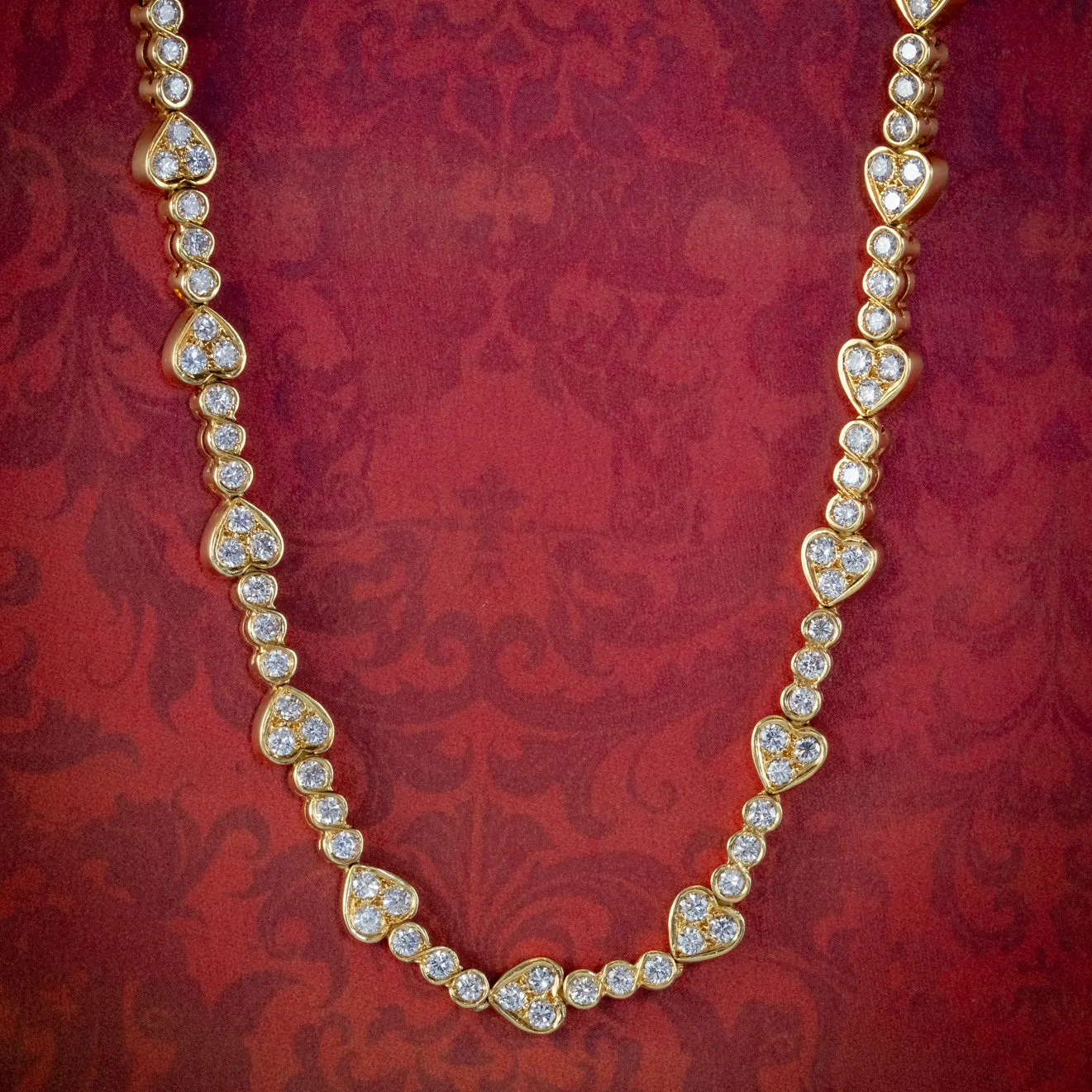 Vintage Diamond Heart Necklace 18ct Gold 10ct Of Diamond