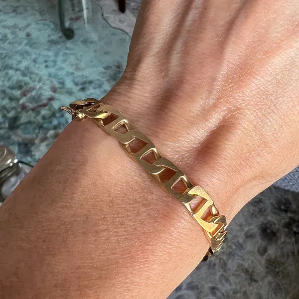 Vintage Flat Mariner Link Chain Bracelet