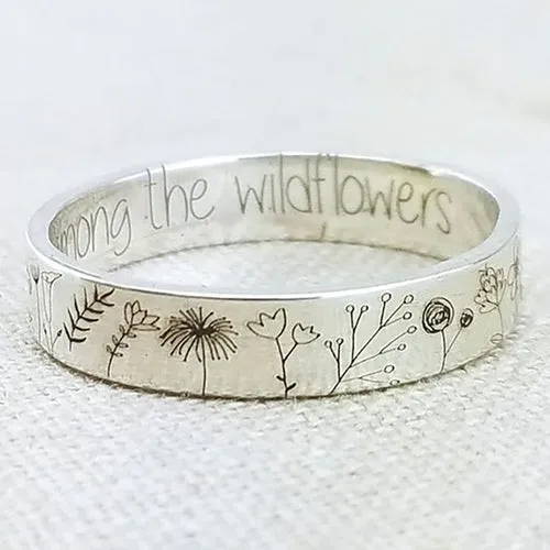 Vintage Simplicity Carved Flower Ring for Women Men Bohemian Delicate