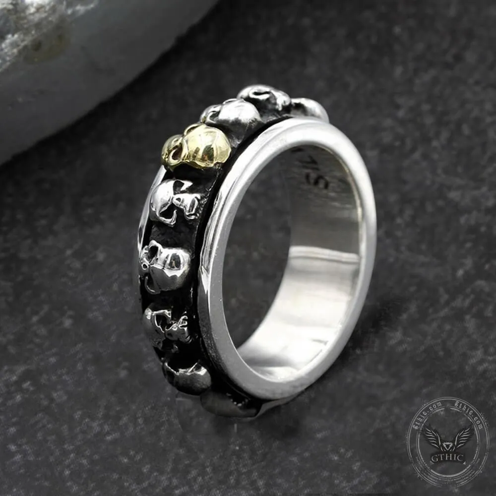 Vintage Skull Punk Sterling Silver Spinner Ring