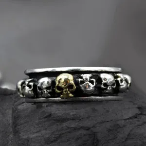 Vintage Skull Punk Sterling Silver Spinner Ring