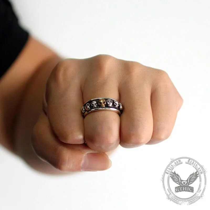 Vintage Skull Punk Sterling Silver Spinner Ring