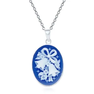 Vintage Style Bridal Wedding Bells Cameo Necklace Pendant .925 Silver