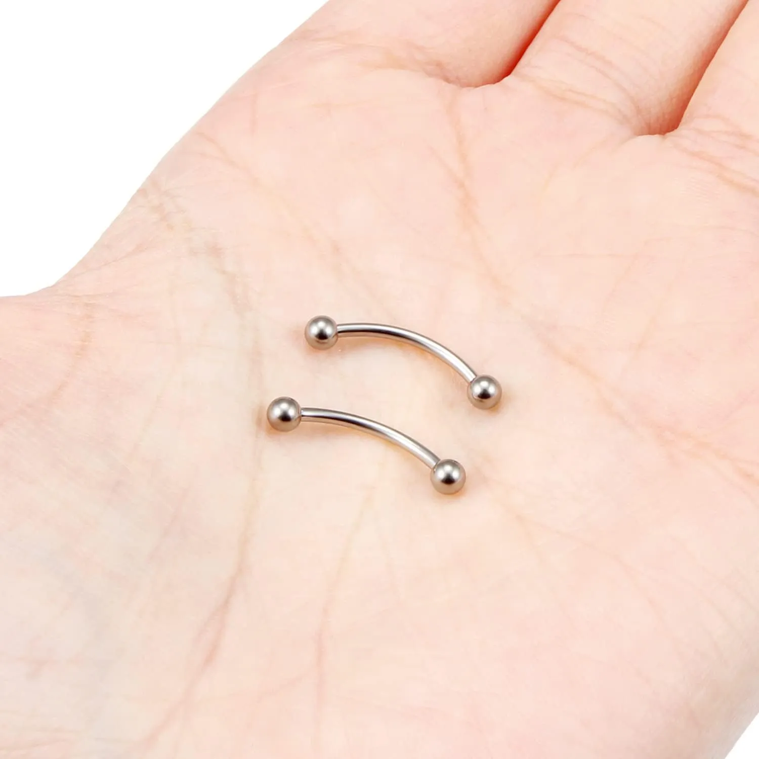Vsnnsns 14G 16G Eyebrow Piercing Jewelry G23 Titanium Curved Barbell Eyebrow Ring Vertical Labret Lip Jewelry Rook Daith Earrings Piercing Jewelry for Women Men 6mm 8mm 10mm 12mm 14mm 16mm