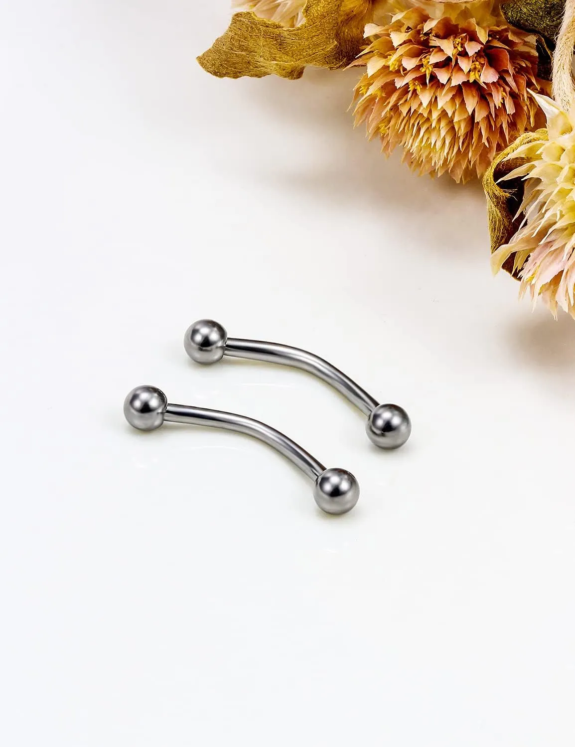 Vsnnsns 14G 16G Eyebrow Piercing Jewelry G23 Titanium Curved Barbell Eyebrow Ring Vertical Labret Lip Jewelry Rook Daith Earrings Piercing Jewelry for Women Men 6mm 8mm 10mm 12mm 14mm 16mm