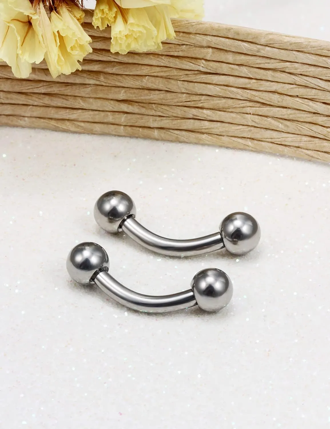 Vsnnsns 14G 16G Eyebrow Piercing Jewelry G23 Titanium Curved Barbell Eyebrow Ring Vertical Labret Lip Jewelry Rook Daith Earrings Piercing Jewelry for Women Men 6mm 8mm 10mm 12mm 14mm 16mm