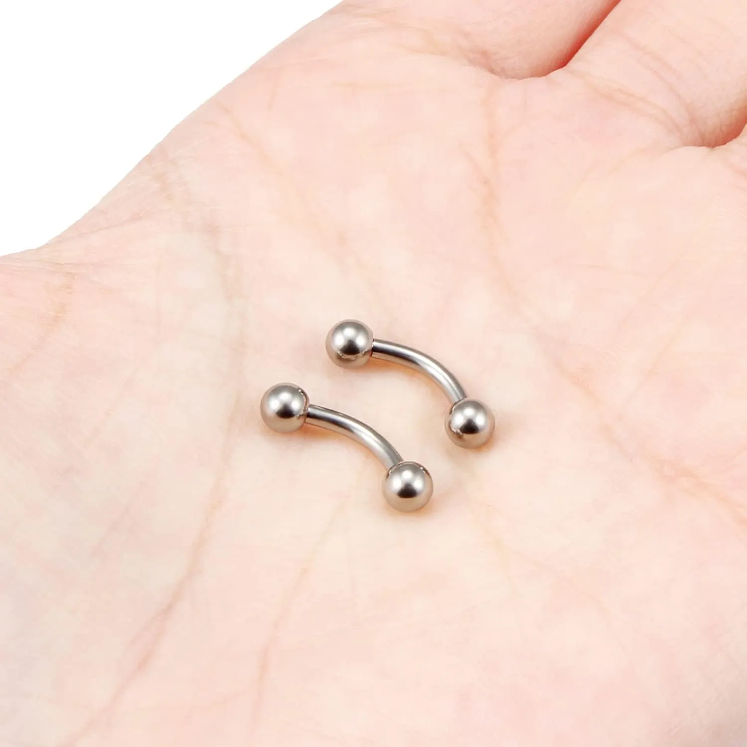 Vsnnsns 14G 16G Eyebrow Piercing Jewelry G23 Titanium Curved Barbell Eyebrow Ring Vertical Labret Lip Jewelry Rook Daith Earrings Piercing Jewelry for Women Men 6mm 8mm 10mm 12mm 14mm 16mm