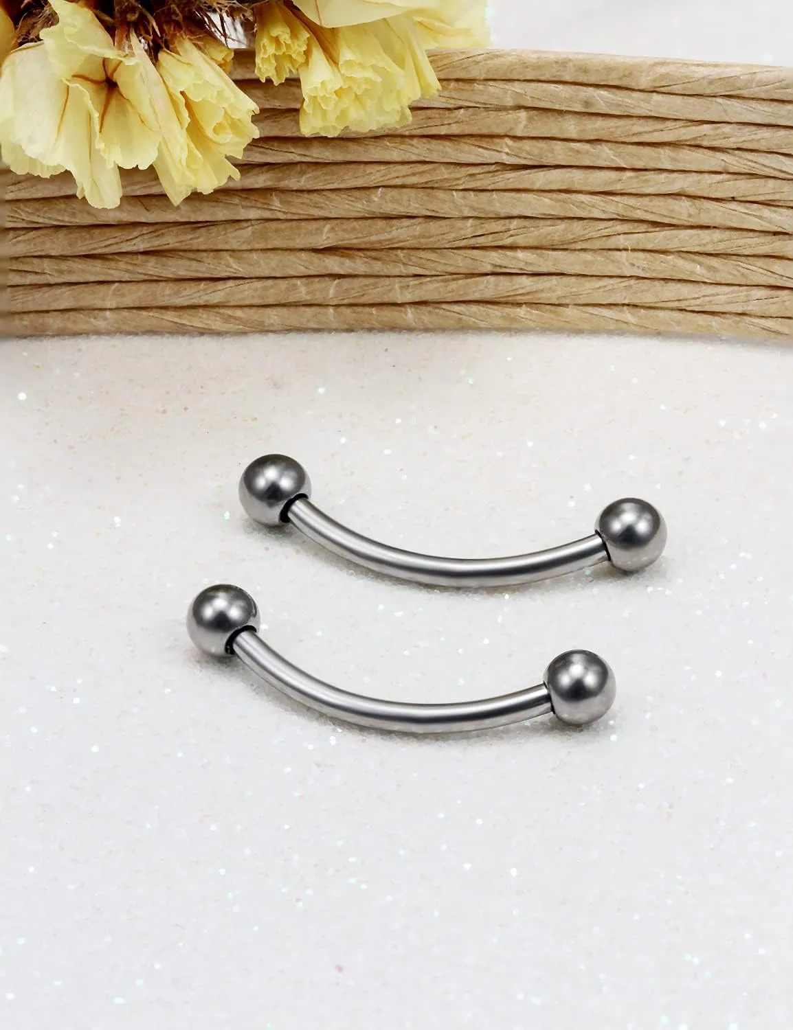 Vsnnsns 14G 16G Eyebrow Piercing Jewelry G23 Titanium Curved Barbell Eyebrow Ring Vertical Labret Lip Jewelry Rook Daith Earrings Piercing Jewelry for Women Men 6mm 8mm 10mm 12mm 14mm 16mm