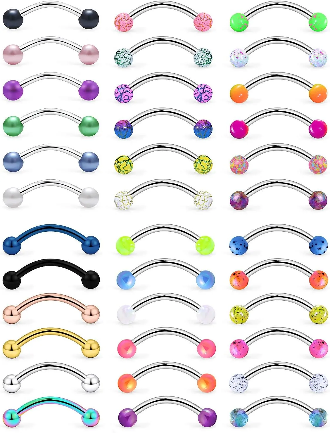 Vsnnsns Eyebrow Piercing Jewelry 16G Stainless Surgical Steel Curved Barbell Eyebrow Ring Vertical Labret Lip Jewelry Rook Daith Earrings Piercing Jewelry for Women Men 6mm 8mm 10mm 16 Gauge