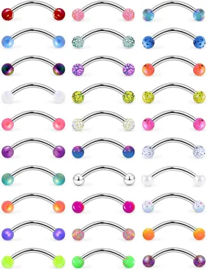Vsnnsns Eyebrow Piercing Jewelry 16G Stainless Surgical Steel Curved Barbell Eyebrow Ring Vertical Labret Lip Jewelry Rook Daith Earrings Piercing Jewelry for Women Men 6mm/8mm/10mm 16 Gauge