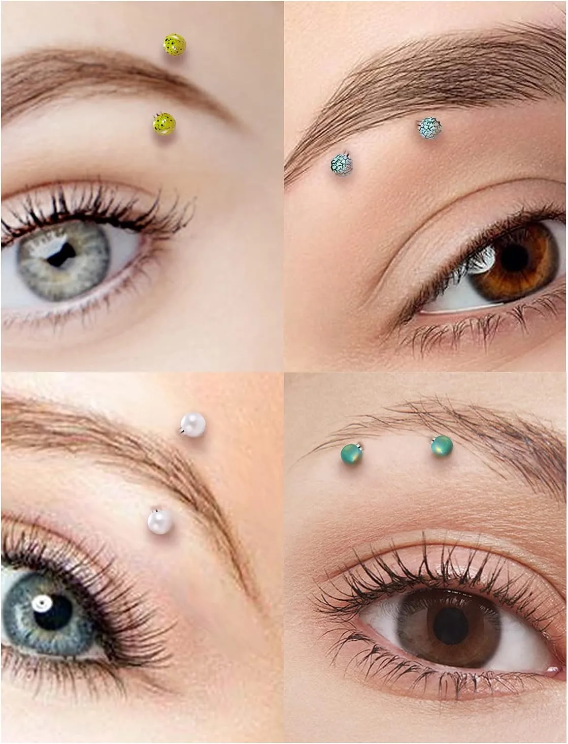 Vsnnsns Eyebrow Piercing Jewelry 16G Stainless Surgical Steel Curved Barbell Eyebrow Ring Vertical Labret Lip Jewelry Rook Daith Earrings Piercing Jewelry for Women Men 6mm/8mm/10mm 16 Gauge